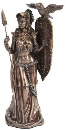 PTC 10 Inch Bronze Colored Athena Figurine Holding Shield with Owl