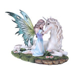 Fairy Princess with Unicorn Statue Meadow Flowers Fairyland Legends Collection