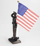 Police Officer Cold Cast Bronze Men In Blue Salute Stars and Stripes Honoring America's Finest Desktop Collectible Pen Holder