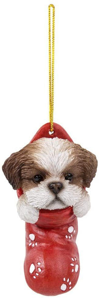 Pacific Giftware Shih Tzu in Holiday Sock Ornament Decorative Holiday Festive Christmas Hanging Ornament