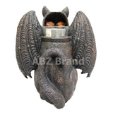 ABZ Brand Vampire Winged Red Eye Standing Cat Gargoyle Candle Holder Statue Figurine Gothic Myth Fantasy Sculpture Decor