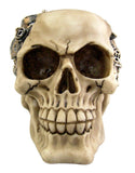 Steampunk Cyborg Protruding Gear Work Human Skull Statue Clockwork Gear Design Skeleton Cranium Figurine