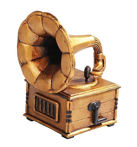5.5 Inch Gramophone Musical Instrument Jewelry/Trinket Box Figurine
