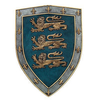 Medieval Times Three Lions Royal Coat of Arms Shield Wall Sculpture