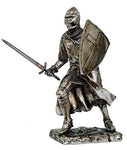 Crusader Knight Statue Silver Finishing Cold Cast Resin Statue 7" (8714)