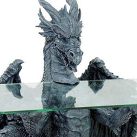 Pacific Giftware Dragon Sculptural Accent Entryway Table Greystone Finish Glass Top 33.5 Inches Tall