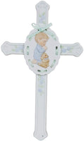 Pacific Giftware Porcelain Bisque Finish Praying Boy Cross with Puppy Figurine, 8.5" W