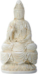 7 Inch Cream Toned Cold Cast Resin"Seated Meditating Kuan Yin, Small