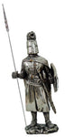 Crusader Knight Statue Electroplated Nickel Cold Cast Resin Statue 7" (8873)