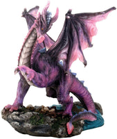 Pink Longwei Dragon On the Rock Collectible Figurine