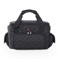Quilted Makeup Artist Cosmetic Travel Bag with Storage Pocket and Removable Pouches, Ideal for Cosmetic Bottles and Brush Holder