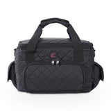 Quilted Makeup Artist Cosmetic Travel Bag with Storage Pocket and Removable Pouches, Ideal for Cosmetic Bottles and Brush Holder