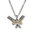 Steampunk Dual Pistol Necklace Pendant Pewter Alloy