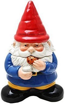 Gnome Sweet Gnome Cookie Jar Handpainted Kitchen Ceramic Collectible Decoration
