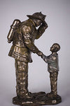 8.5 Inch Child Thanking a Fireman For Help Resin Statue Figurine