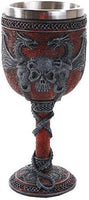 Pacific Giftware Double Dragon Wing Skull Goblet Wine Cup 7 inch