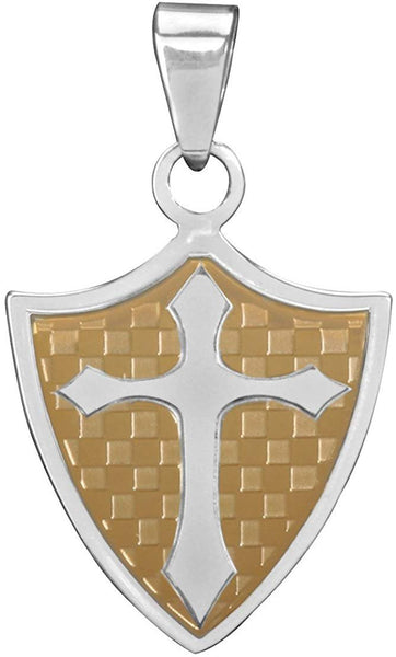 YTC Summit Cross Shield Pendant -Gold- Collectible Medallion Necklace Accessory