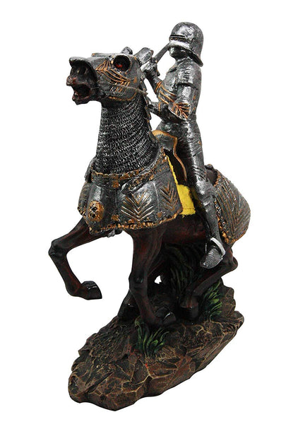 Brave Broad Sword Medieval Knight Warrior On Cavalry Horse Figurine Statue