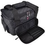 Quilted Makeup Artist Cosmetic Travel Bag with Storage Pocket Ideal for Cosmetic Bottles and Brush Holder