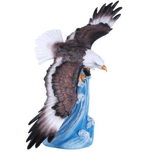 Pacific Giftware American Bald Eagle Soaring Over Waters Statue Figurine Home Decor Gift 13.5 Inch