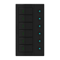 6-Gang Boat Circuit Breaker Panel With Rocker Switches 182.5×100mm Marine Yacht