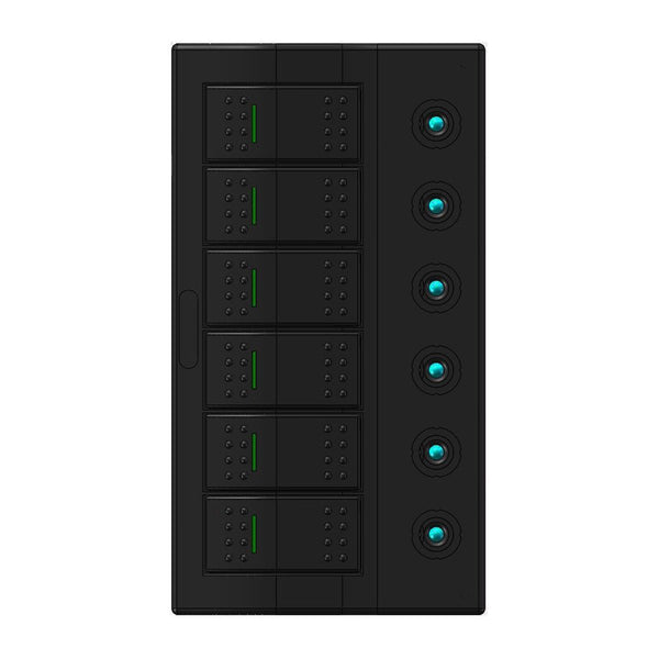 6-Gang Boat Circuit Breaker Panel With Rocker Switches 182.5×100mm Marine Yacht