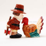 Hand Painted Ceramic Magnetic Salt and Pepper Shaker Set- Thanksgiving Turkey