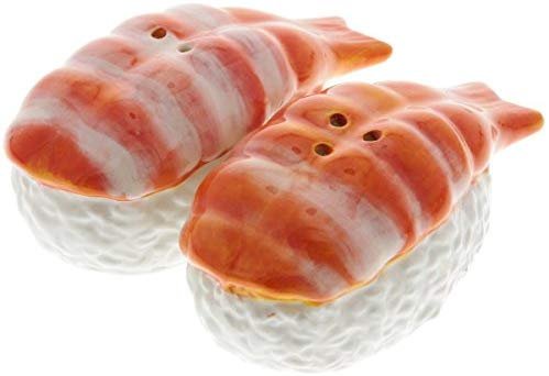 JAPANESE EBI SUSHI CERAMIC MAGNETIC SALT PEPPER SHAKERS by Attractives