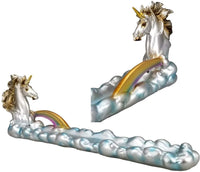 Botega Distributing Metallic Unicorn Horse with Colorful Rainbow Clouds Stick Incense Burner Holder