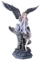 Garden Fairy Dark Angel With Gargoyle Figurine Handpainted Resin