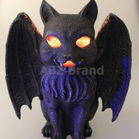 ABZ Brand Vampire Winged Red Eye Standing Cat Gargoyle Candle Holder Statue Figurine Gothic Myth Fantasy Sculpture Decor