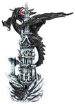 24 Inch Black Dragon on Magical Castle Mystical Statue Figurine