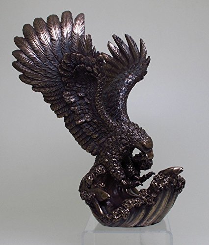 PTC 10 Inch Flying Eagle Catching Fish Statue Figurine with Clear Base