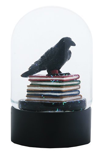 YTC Quoth The Black Raven Standing on a Stack of Books Water Globe