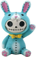 SUMMIT COLLECTION Furrybones Blue Bun Bun Signature Skeleton in Bunny Rabbit Costume Wearing Yellow Bow Tie