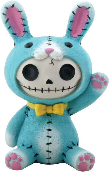 SUMMIT COLLECTION Furrybones Blue Bun Bun Signature Skeleton in Bunny Rabbit Costume Wearing Yellow Bow Tie
