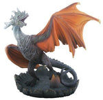 Grey and Orange Medieval Dragon with Egg Decorative Figurine