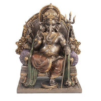 PTC 8.25 Inch Ganesha on Throne Mythological Indian Resin Statue Figurine