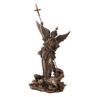PTC 12.25 Inch Saint Michel Killing a Demon Bronze Finish Statue Figurine