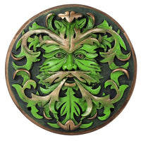 Decorative Green Man Round Wall Plaque Designed by Oberon Zell 5.75 Inches Diameter