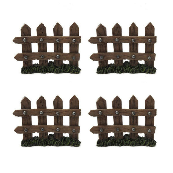 Enchanted Garden Decorative Wooden Picket Fence Pack of 4 Mini Fairy Garden Decorative Accessory 4.15 inch Tall