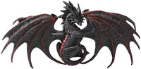 ABZ Brand 14.8" Long Dark Black Red Open Winged Dragon Wall Plaque Sculpture