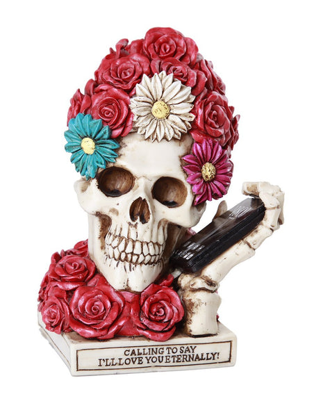 Floral Red Rose Skull Eternal Love Skull Collectible Figurine 6 inch Love Tribute Grateful Dead