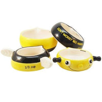 Happy Bee Ceramic Measuring Cup and Spoon Set Kitchen Decor