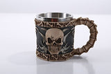 Gothic Tribal Skull Tankard Coffee Beverage Mug Stainless Steel Insert