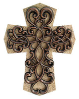 PTC 12.25 Inch Multi Layered Swirl Metal Cross Wall Statue Figurine