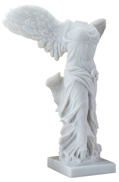 12.25 Inch Marble Painted Cold Cast Resin Nike of Samothrace Statue