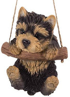 Pacific Giftware Realistic Yorkie Puppy Hanging from Branch Rope Hanger Statue