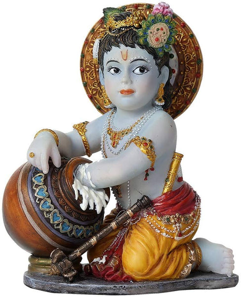 Pacific Giftware Baby Form Lord Krishna Stealing Butter Yogurt Collectible Figurine (Color)