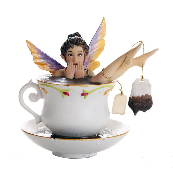 Pacific Giftware Whimsical Fairy Enjoying Bath In Tea Cup Collectible Figurine 5.75H